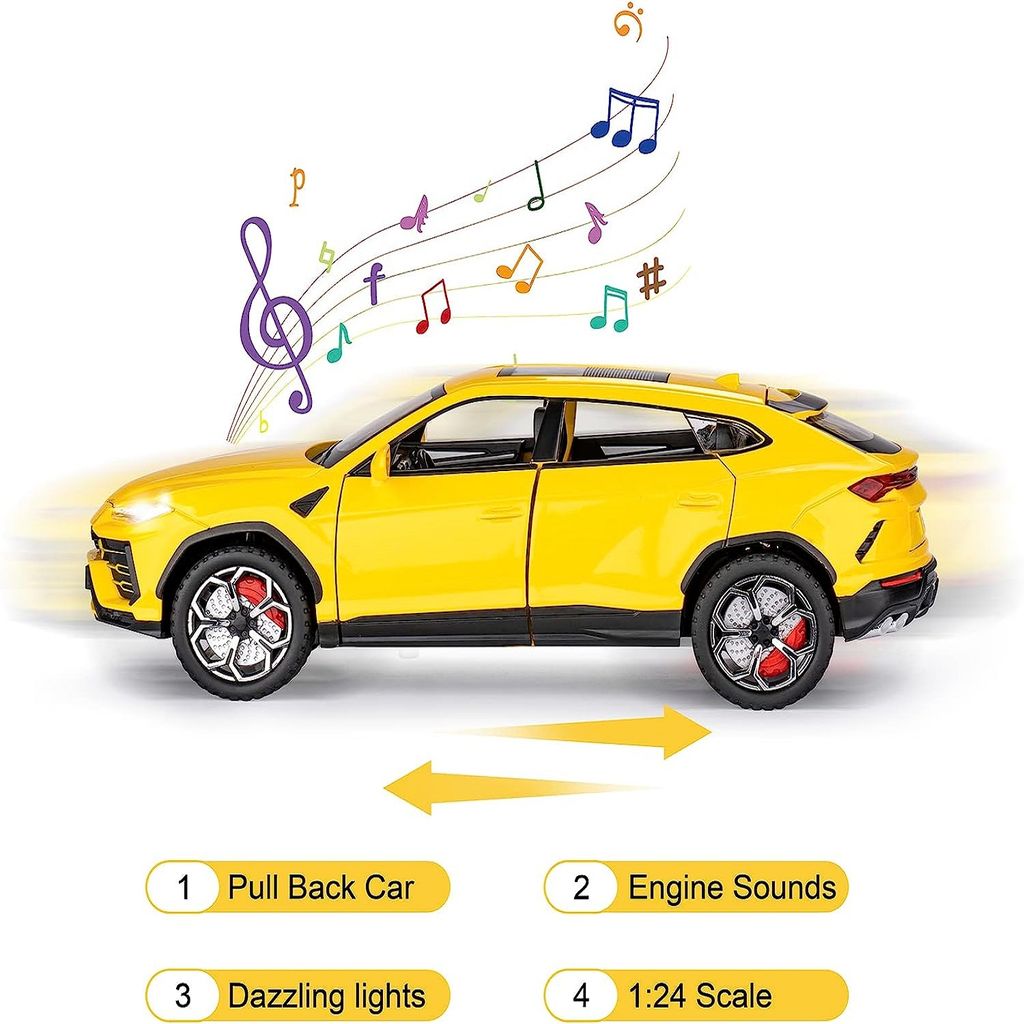 KTRS ENTERPRISE Lambo Urus Toy Cars Boys Big Off-Road SUV Model Car 1:24 Diecast Metal Car Toys with Light and Sound Pull Back Toy Vehicles for 3+ Year Old Kids view 2