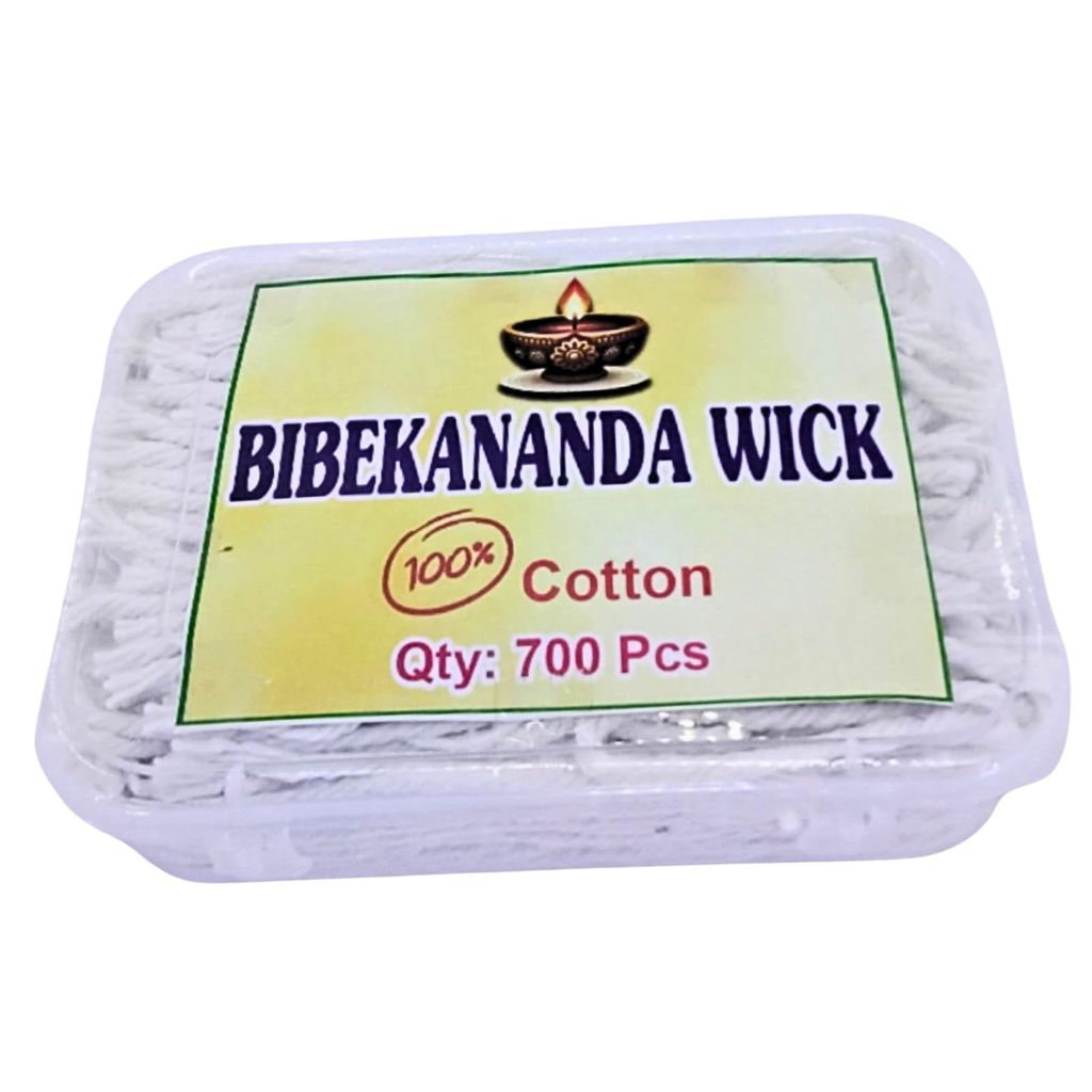 Bibekananda Wick 100% Pure Cotton Diya Bati, Smokeless, Long Burning, 3.5 Inch, for Daily Puja and Religious Use, 700 Pieces