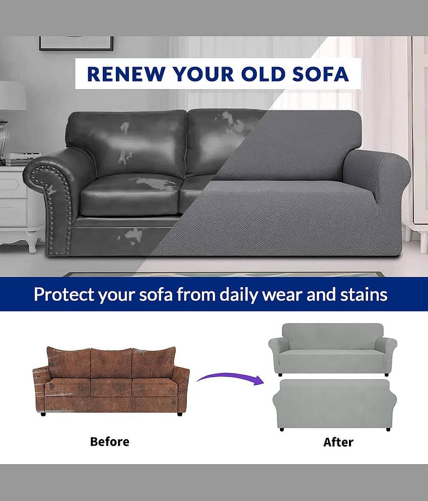 PrettyKrafts 3 Seater Polyester Sofa Cover ( Pack of 1 ) view 2