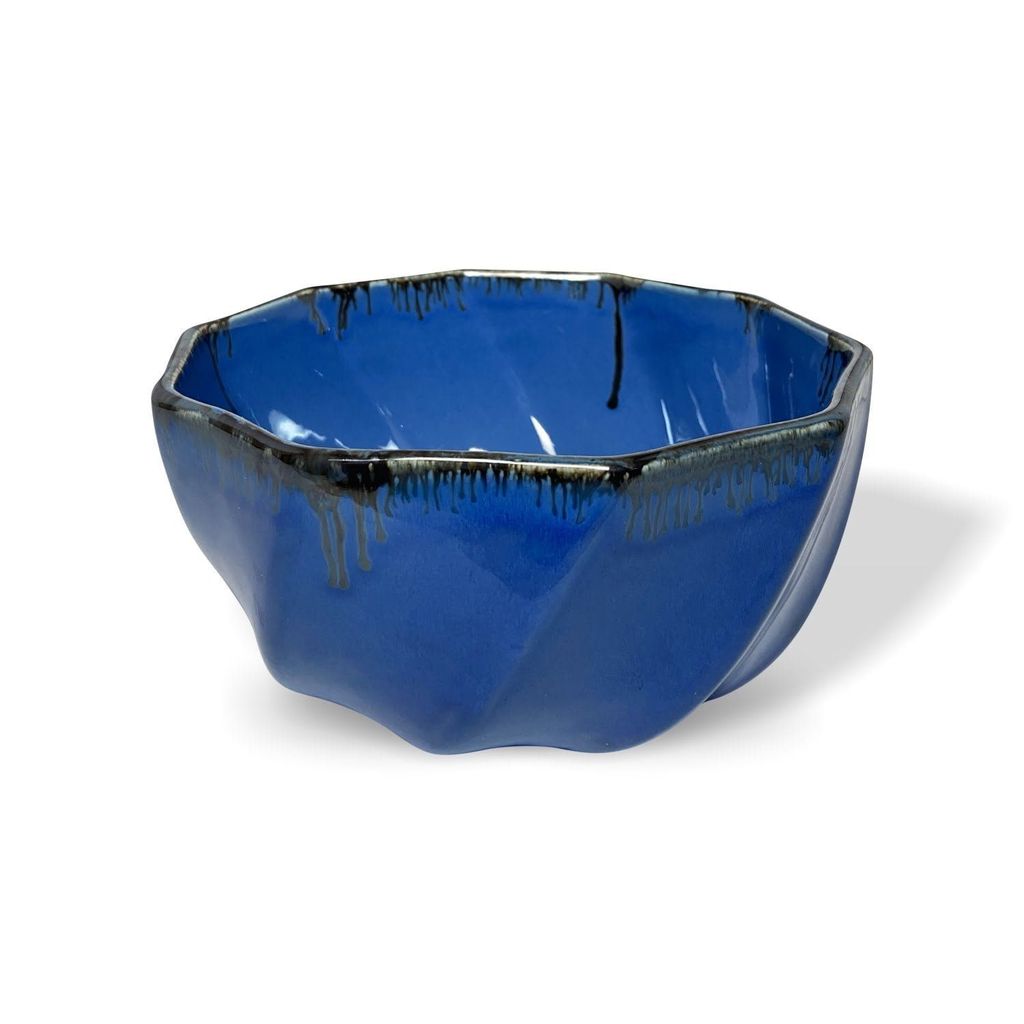 Ceramic Dining Studio Collection Royal Blue Vibrant Glazed Shades Ceramic Large 1500ML Serving Bowl view 2
