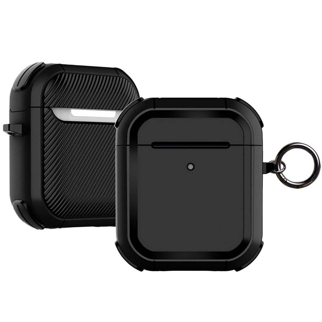 LIRAMARK Tough Rugged Hard Shell Armor case cover for AirPods 1 & 2, Apple airpods 1st and 2nd Generation case (Black) view 2