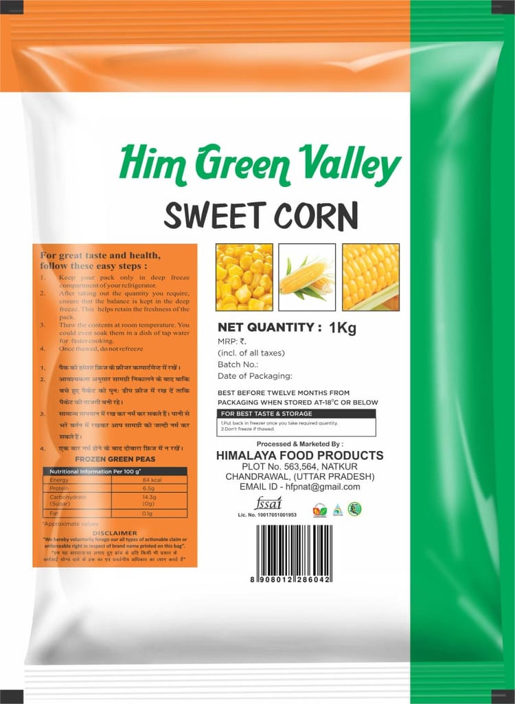 Frozen Sweet Corn 1kg Brand Him Valley view 2