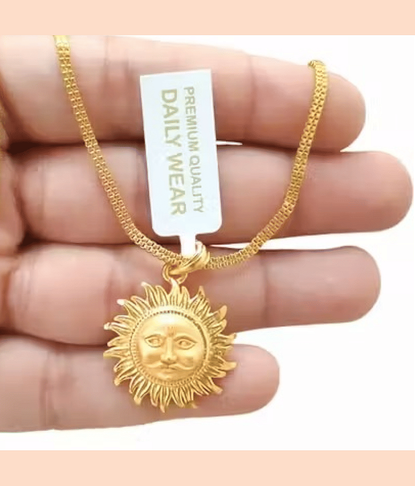 Charms Gold Religious Pendant With Chain ( Pack of 2 ) view 2