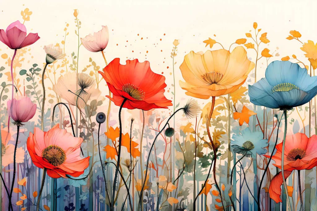 TRANQUIL WILDFLOWER PRINTS 24in X 16in WITH BLACK FRAME view 2