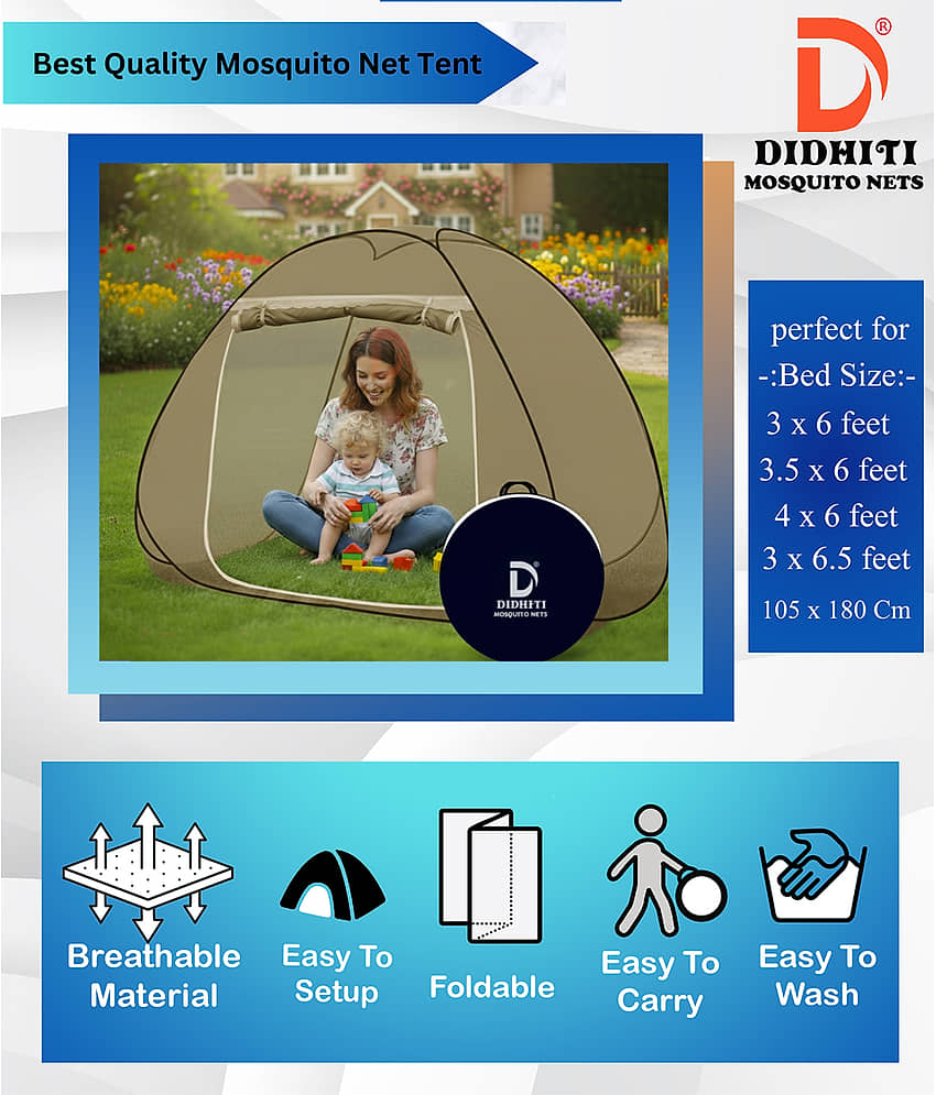 didhiti - Dark Blue Polycotton Foldable Mosquito Net ( Pack of 1 ) view 2
