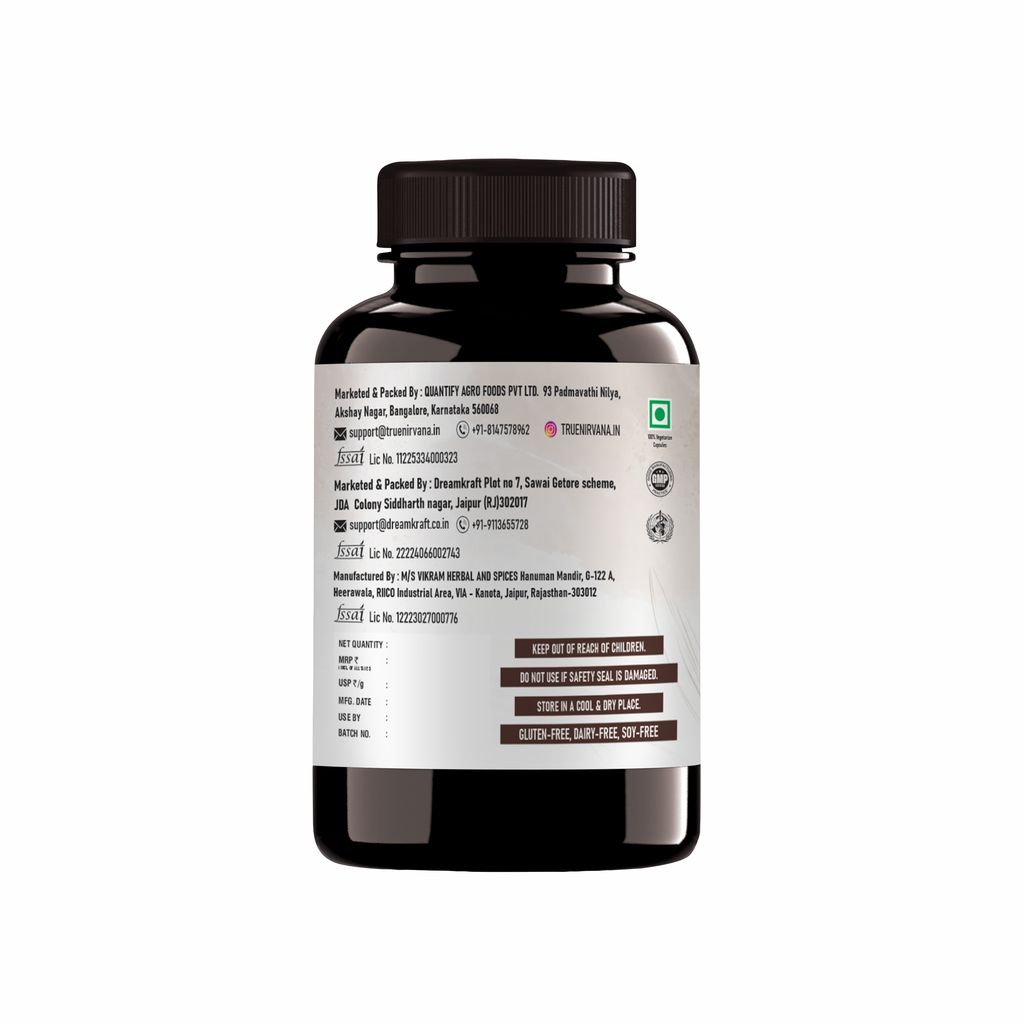 True Nirvana Shilajit Veg Capsules Stamina and Vitality Supplement 60 Capsules view 2