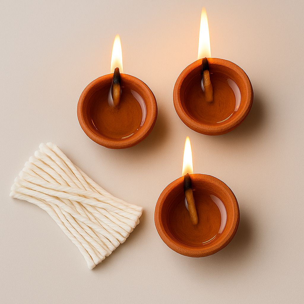 Pure Cotton Diya Wicks (500 Pieces) 3 Inch Long wick for Puja & Aarti view 2
