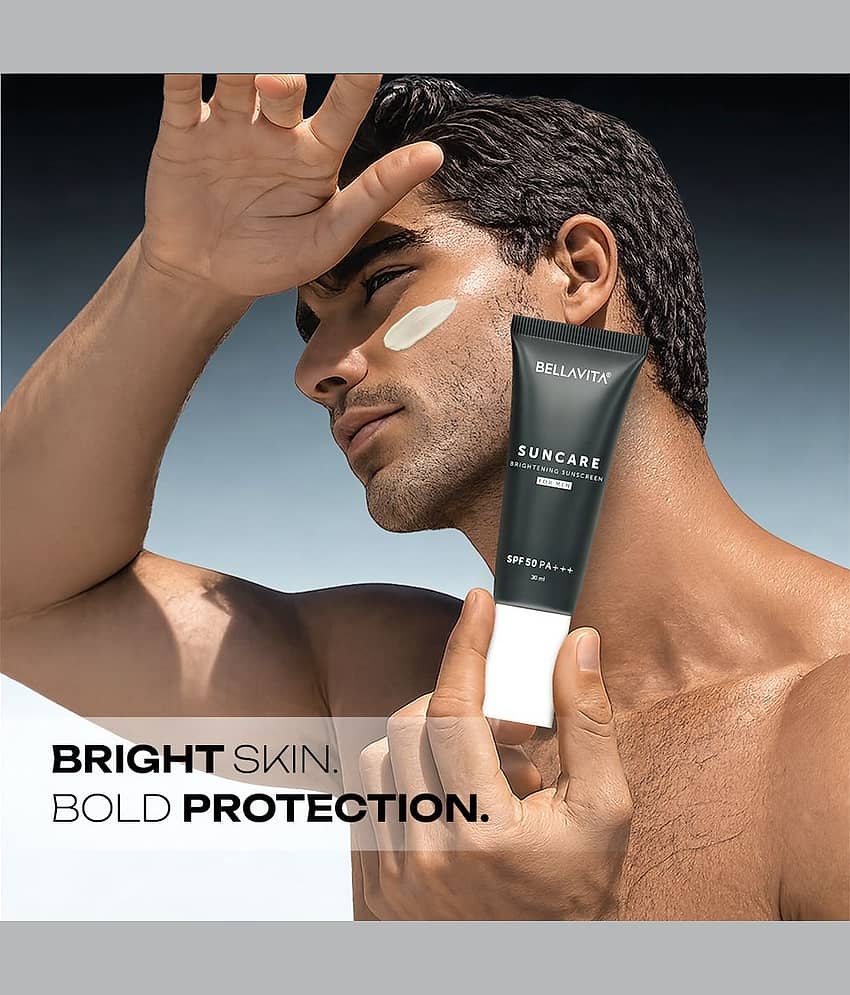 BELLAVITA Suncare Brightening Sunscreen For Men SPF 50 PA+++ Broad White Cast Brightens Skin Instantly Ultra Lightweight Prevents Tanning 30 ml view 2