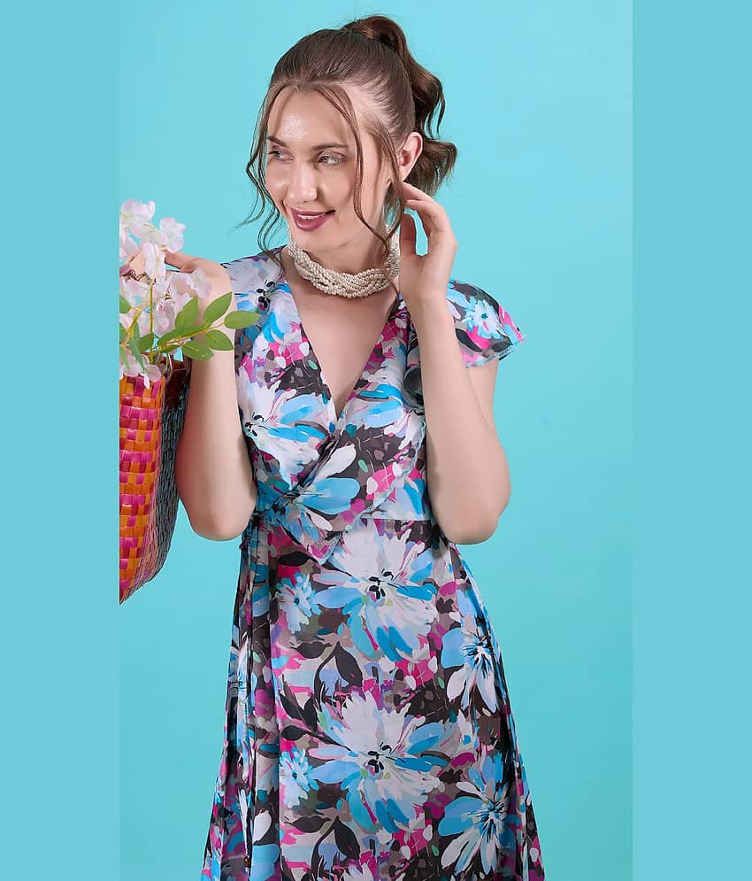 Amarasha Crepe Printed Midi Women's Fit & Flare Dress - Multicolor ( Pack of 1 ) view 2