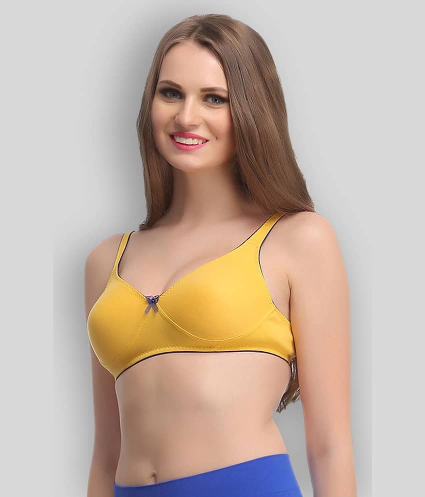Clovia Yellow Cotton Bra view 2