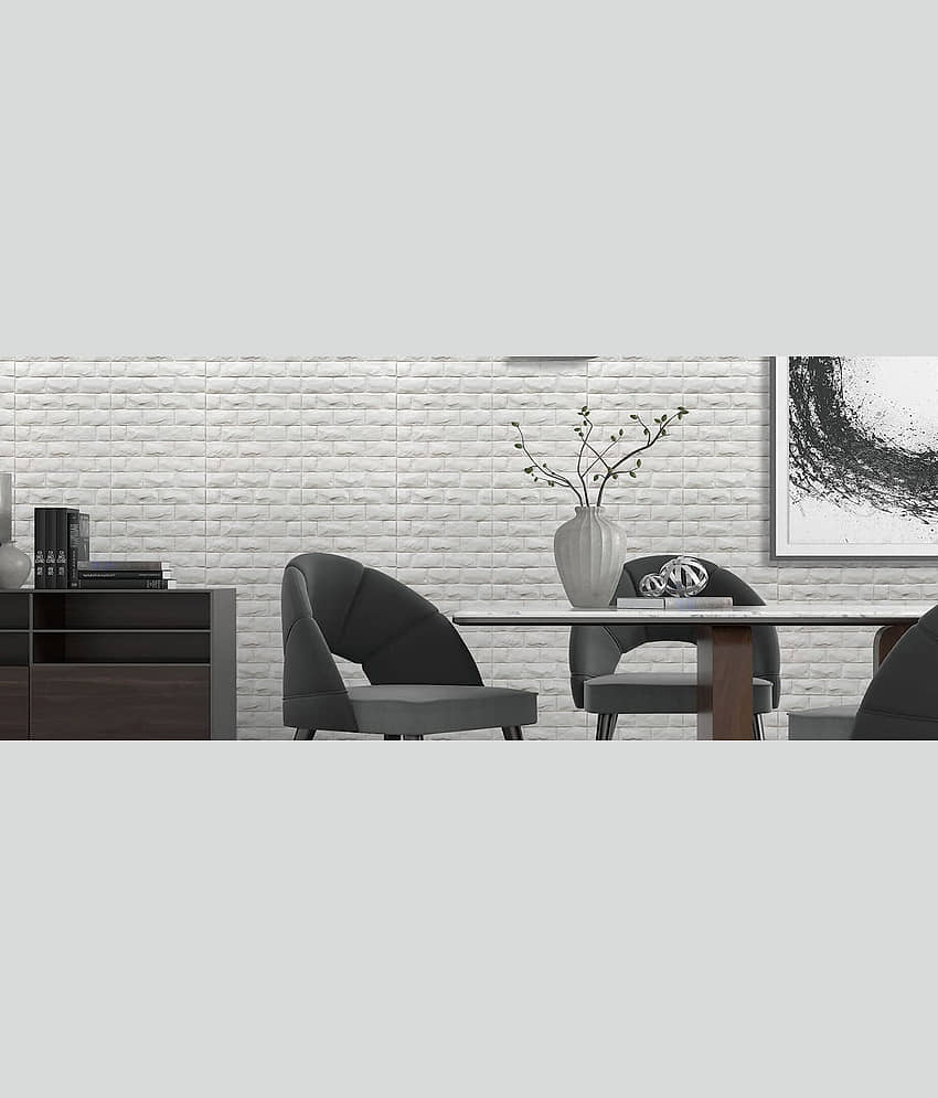 SWIPE N SEE 3D Brick Wallpaper PE Foam self Adhesive Brick Design Wall Stickers/DIY Wallpaper for Home Hotel Living Room Bedroom Cafe Deco White view 2