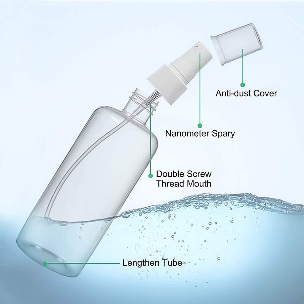 Transparent Plastic Empty Refillable Reusable Fine Mist Spray Bottle with Dust Cap 100 ml Spray Bottle(Combo & Pack of 2) view 2