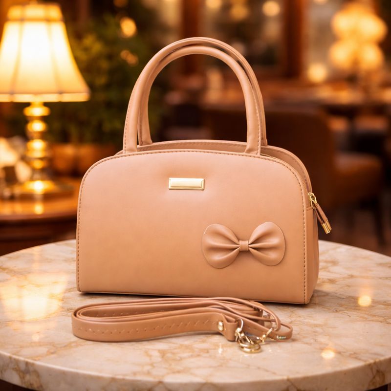 Ksampada Elegant Bow Accent Womens Handbag Premium Beige Satchel | Pack of 5 view 2