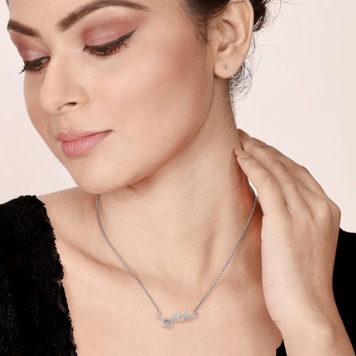 Silver Lovebirds Necklace view 2