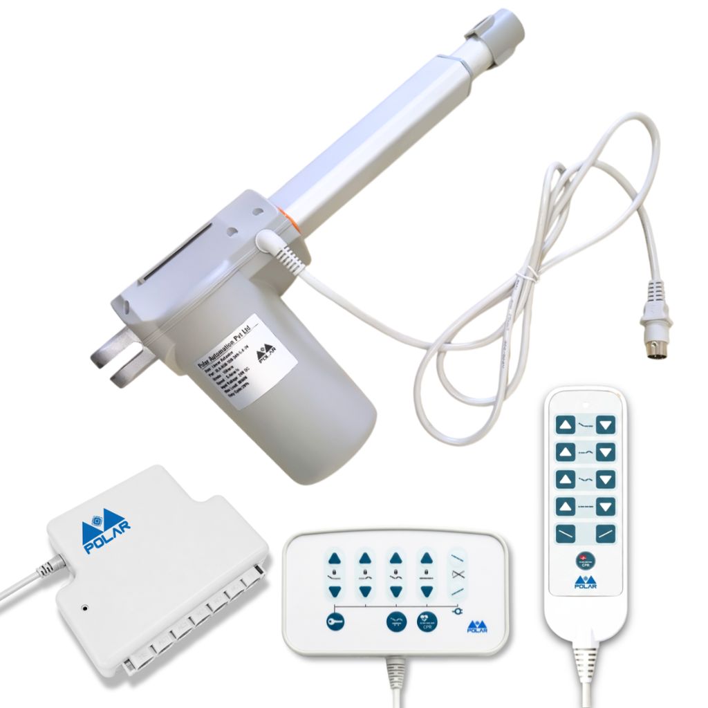 5 Function Hospital Bed Actuator System with Patient Remote + Nurse Panel (Stroke 100 mm | Load 6000 N | Speed 4 mm/s)