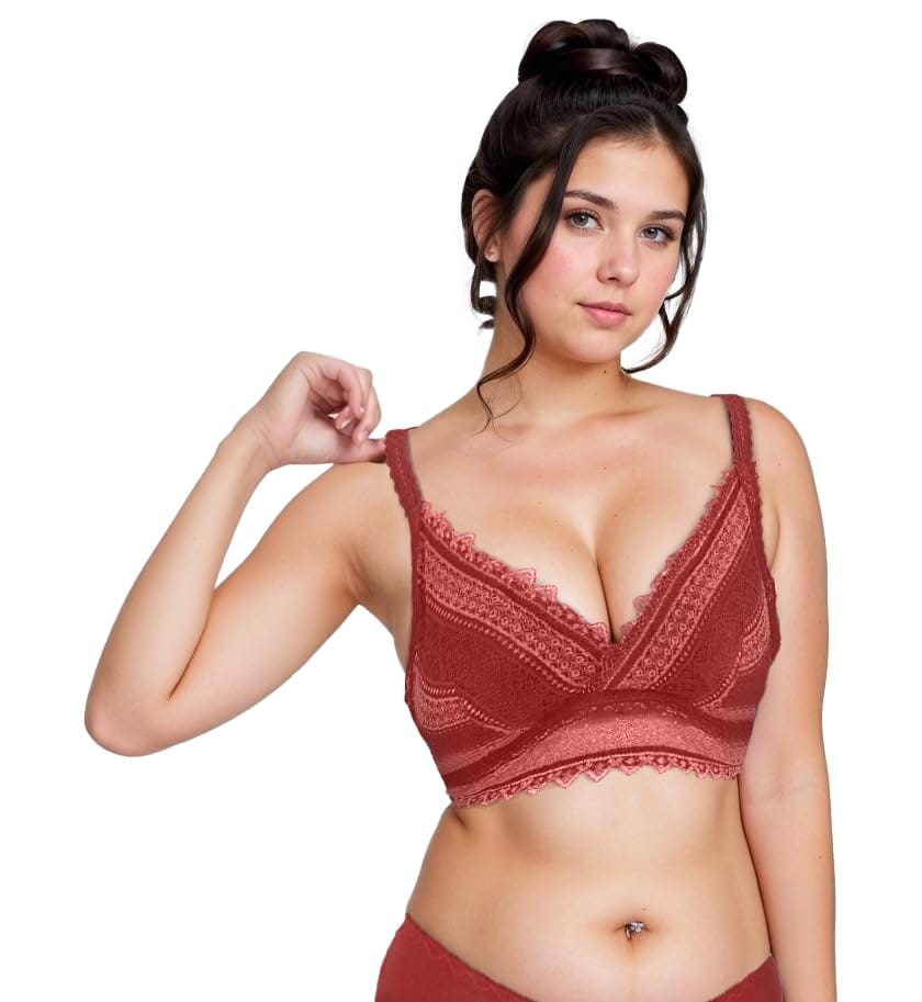 Pack of 2 Women's Lightly Padded Wirefree Bras with Bandana Print – Purple & Orange Combo view 2