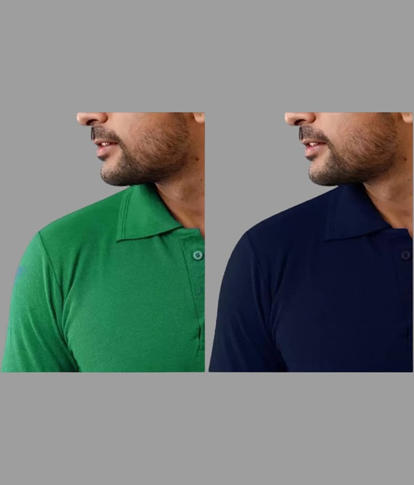 SKYRISE Pack of 2 Cotton Blend Slim Fit Solid Half Sleeves Men's Polo T Shirt ( Multicolor ) view 2