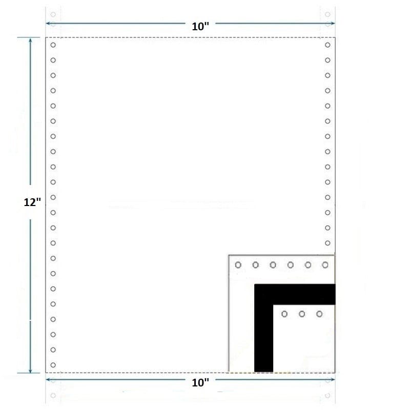 Dot Matrix Computer Printer Paper 10" x 12", 2-Part With Carbon - 500 Continuous Sets view 2