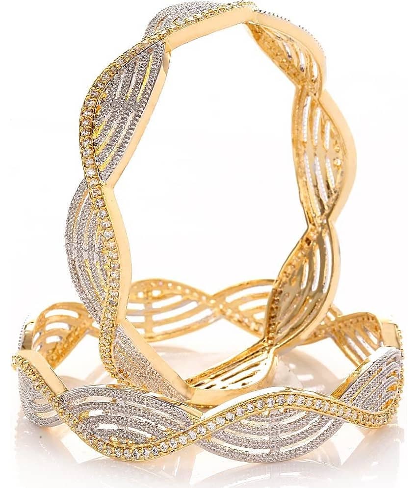 Youbella American Diamond Alloy Golden Bangle Set view 2
