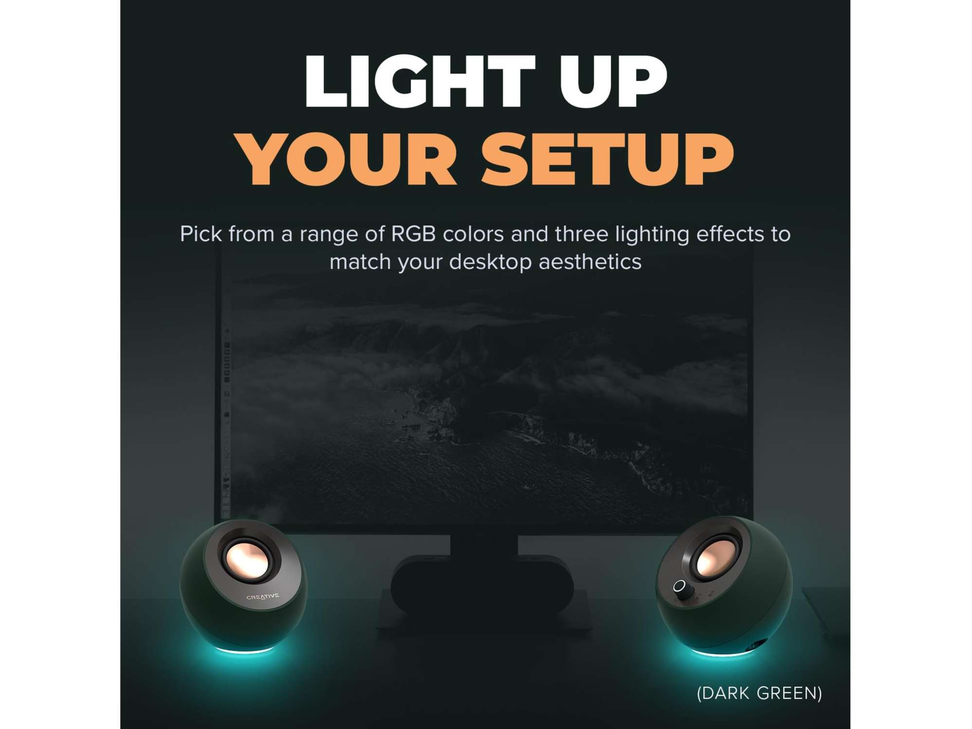 Creative Pebble Pro Computer RGB Speakers with Bluetooth - Black view 2
