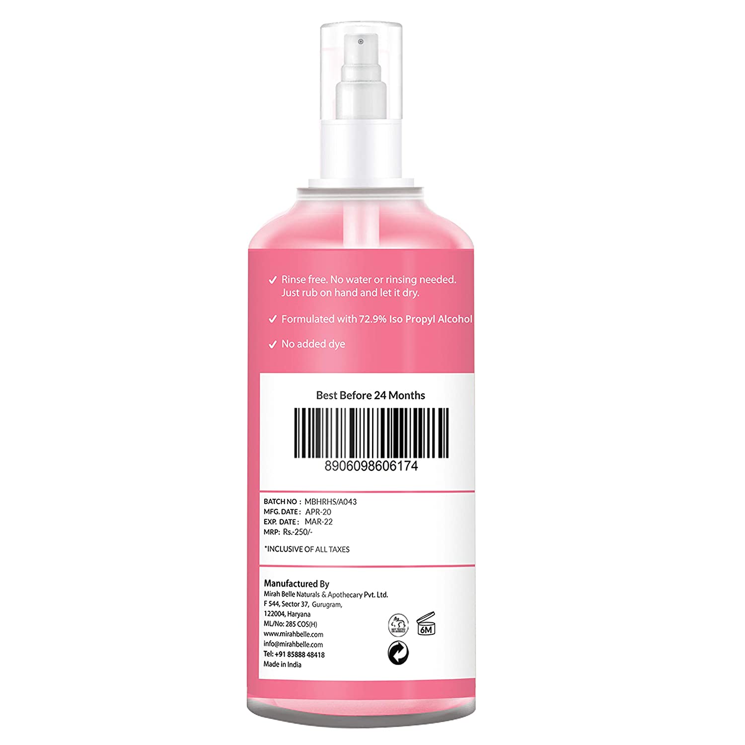Mirah Belle Hand Rub Regular Sanitizer 500 Ml view 2