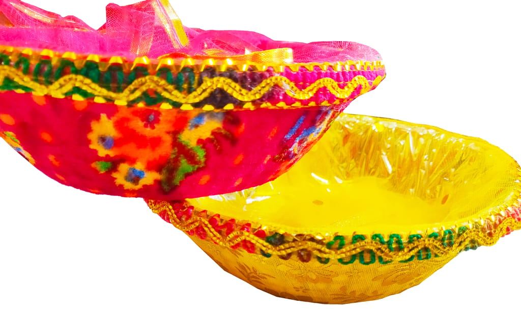 Omkar by R3 Inc. Round Gift Fancy Decorative basket for Gifts Hampers, Premium Storage, Baby Shower, Wedding gifts, Dryfruit | (Multcolor Pack of 2) 30x30 cm view 2