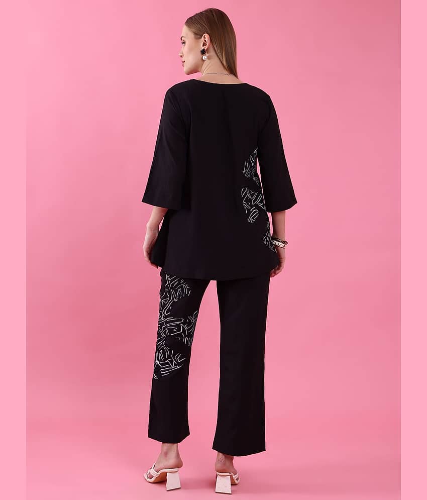 Sheetal associates Women Printed Top With Trousers Co-Ord Set ( Black ) view 2