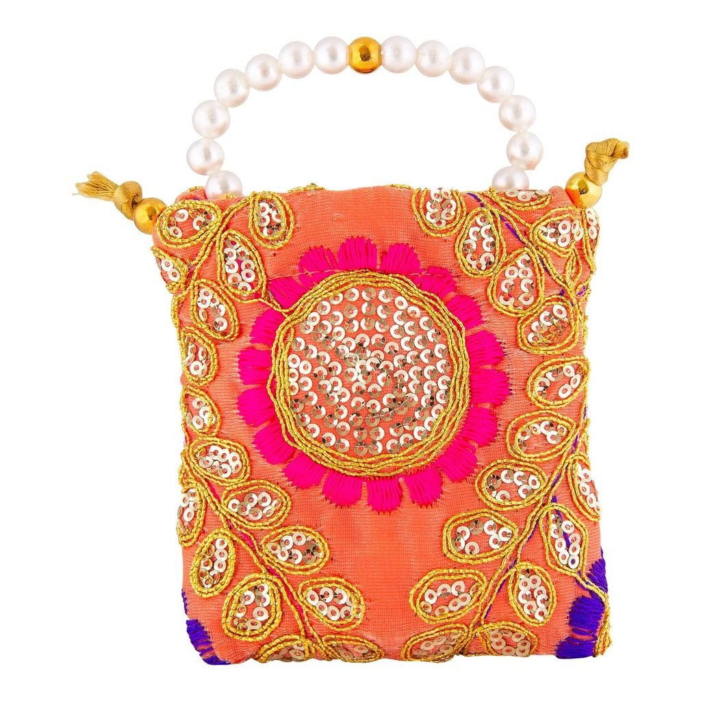 SHREEM Atmanirbhar Bharat Girls and Women Heavy Jari Coin Potlis (Pack of 5) view 2