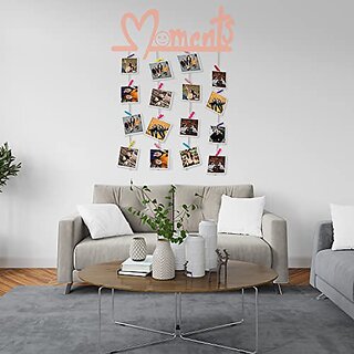 Khush Its Amazing Home Decor Wood Peach Moments Picture Photo Frame for Wall Decor Photos Artworks Prints Multi Pictures Organizer & Hanging Display Frames with Wood Clips view 2