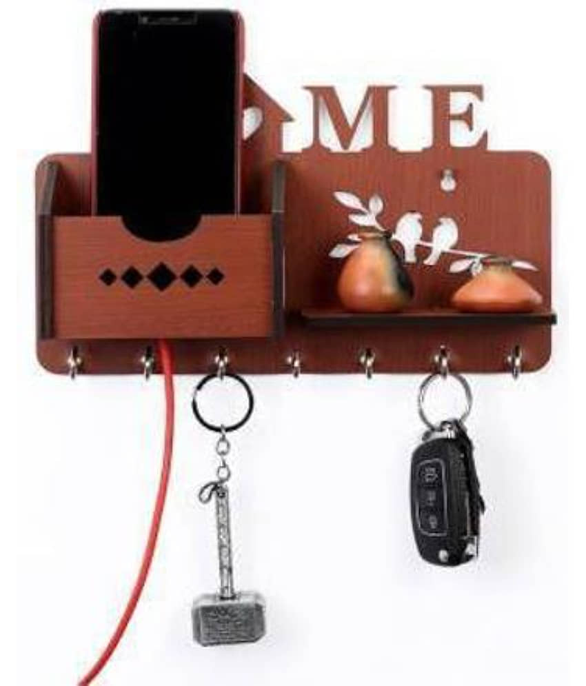 Arpita Crafts Brown Wood Key Holder - Pack of 1 view 2