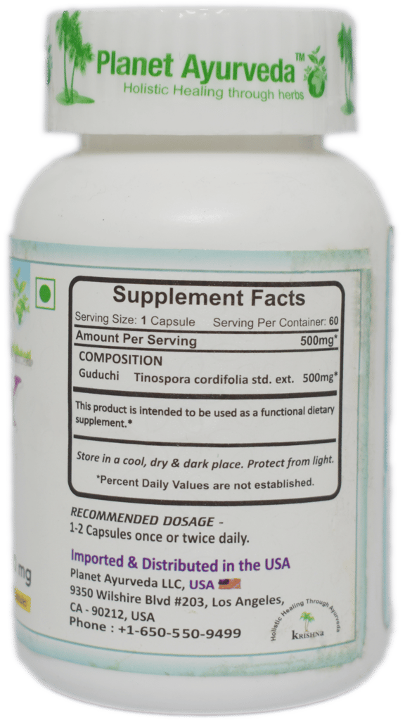 Planet Ayurveda Giloy (Tinospora Cordifolia Extract) 60 Veg Capsules 500mg view 2