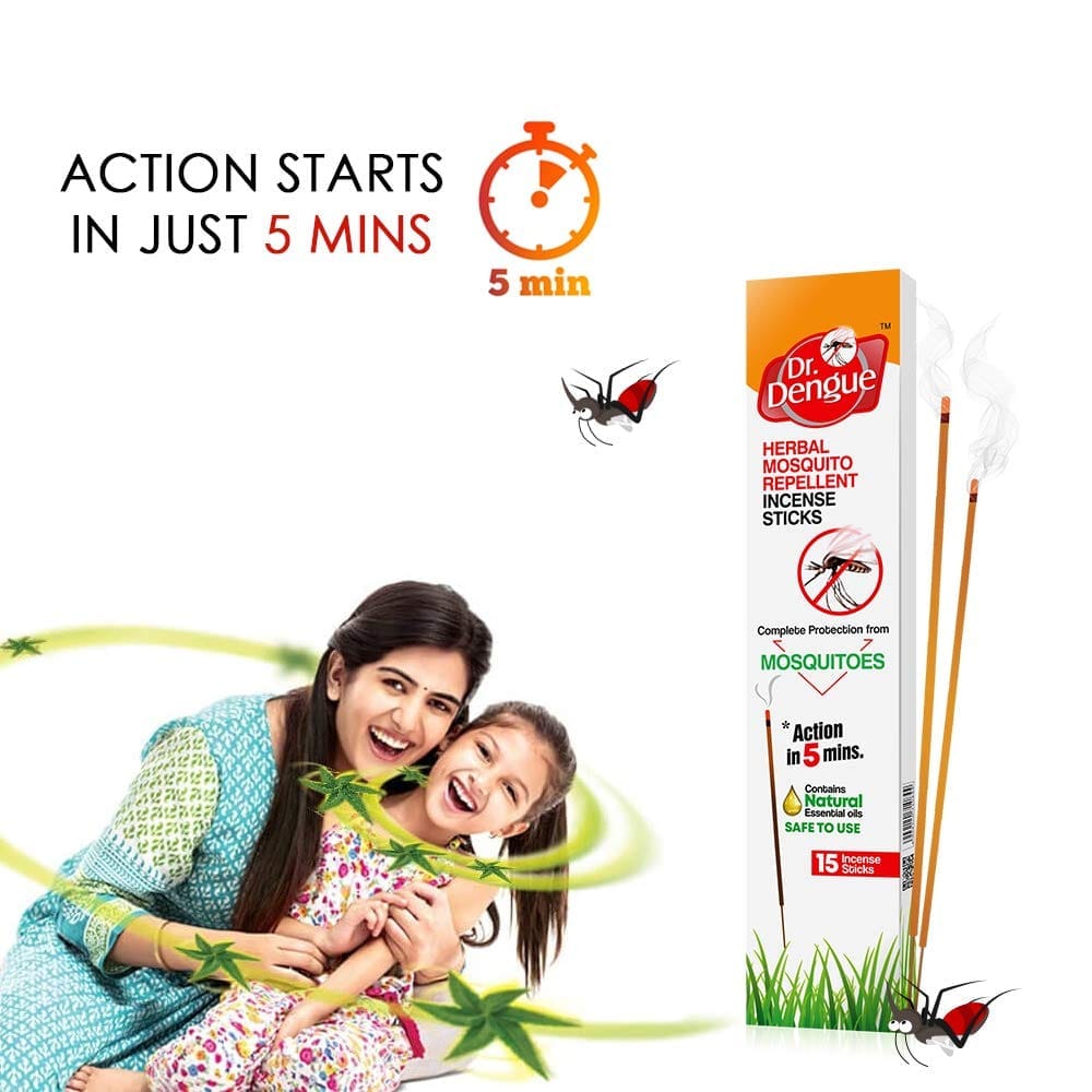 Dr. Dengue Herbal Mosquito Repellent Incense 15 Sticks (Pack of 12) (12 X 15 units) | First Time An Ayurvedic Sticks Launched with Pine, Basil & Pippermint view 2