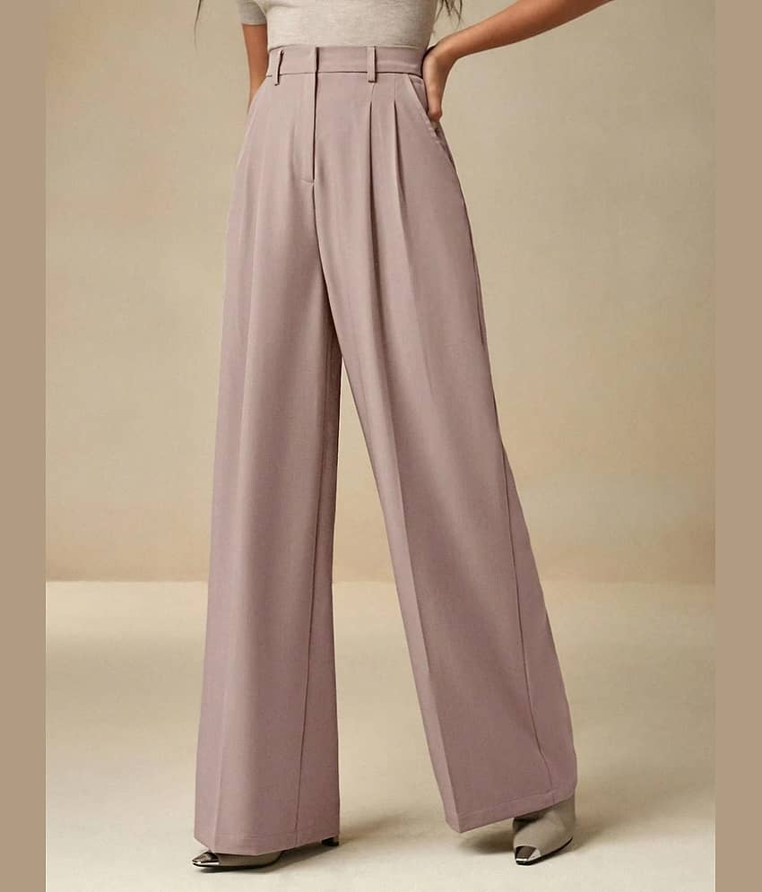 kotty Women Rayon Blend Casual Trousers ( Pink ) view 2