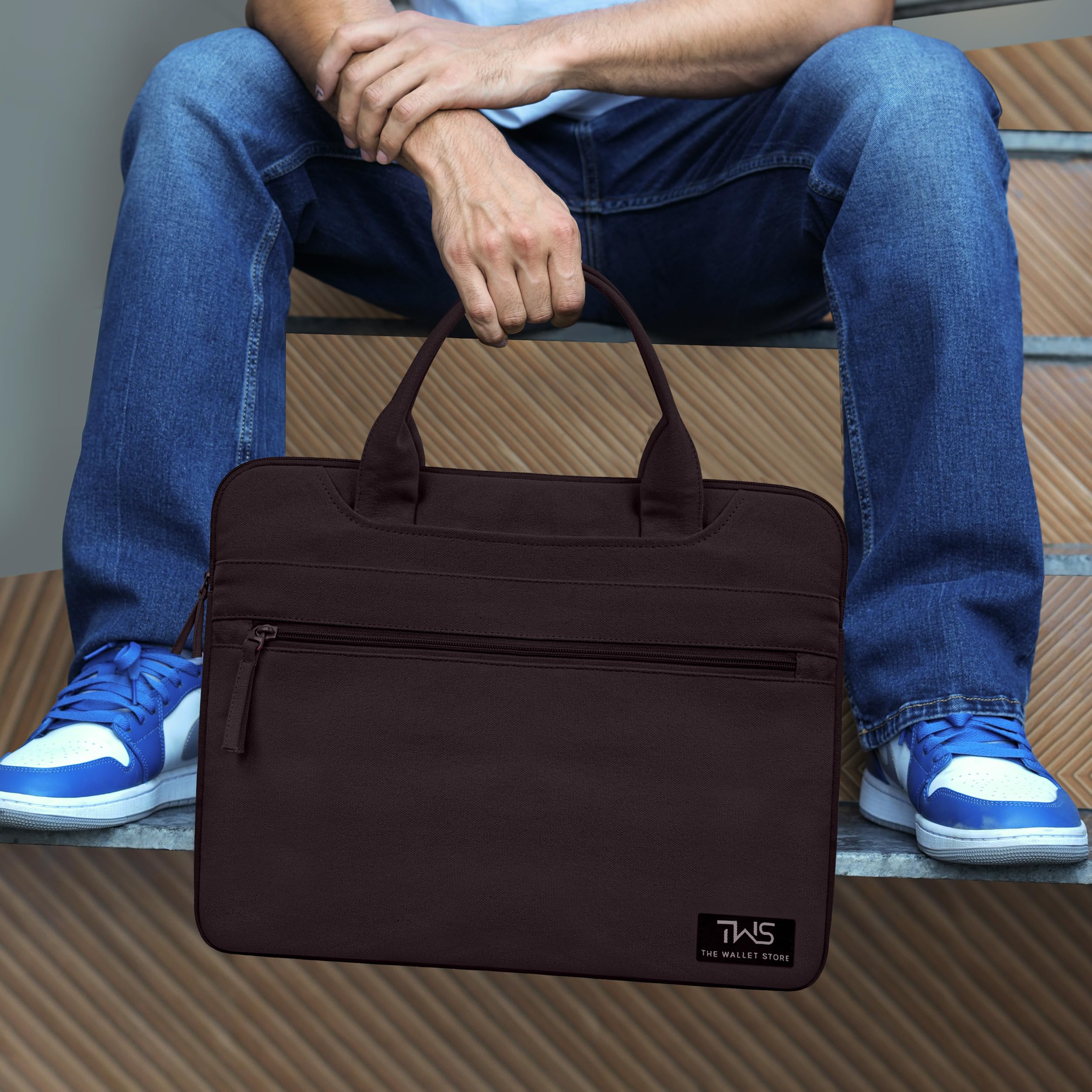 The Wallet Store EcoCarry Canvas Laptop Bag - Brown - 13 Inch view 2