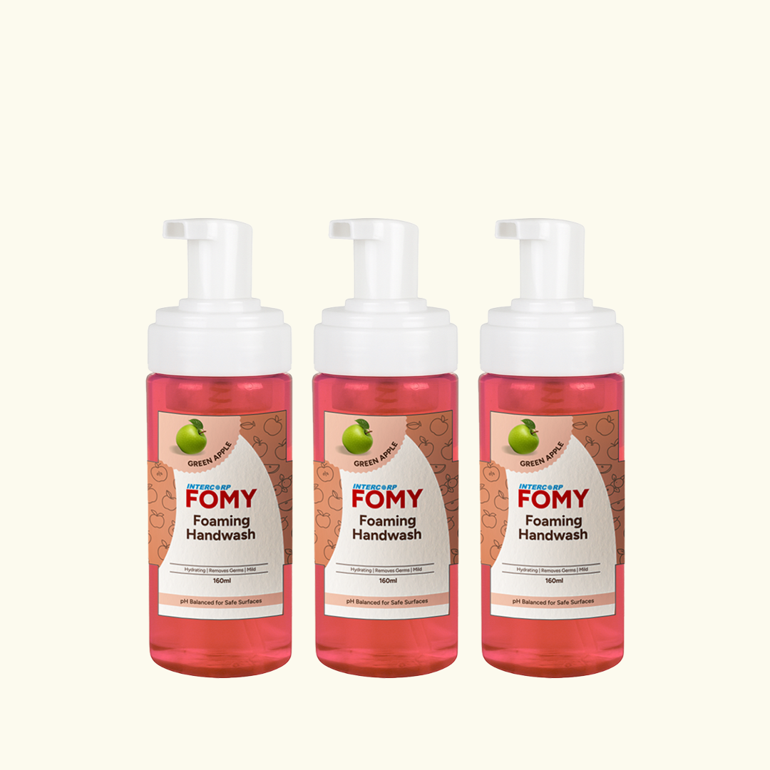 INTERCORP FOMY Antibacterial Soft Refreshing Foam Hand Wash, 160 ml Each (Green Apple - Pack of 3)
