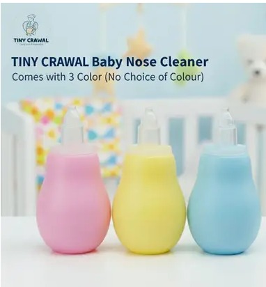 TINY CRAWAL Silicon Baby Nasal Aspirator for Newborns, Infants & Toddlers Manual Nasal Aspirator (Blue, Yellow, Pink) |Pack of 2