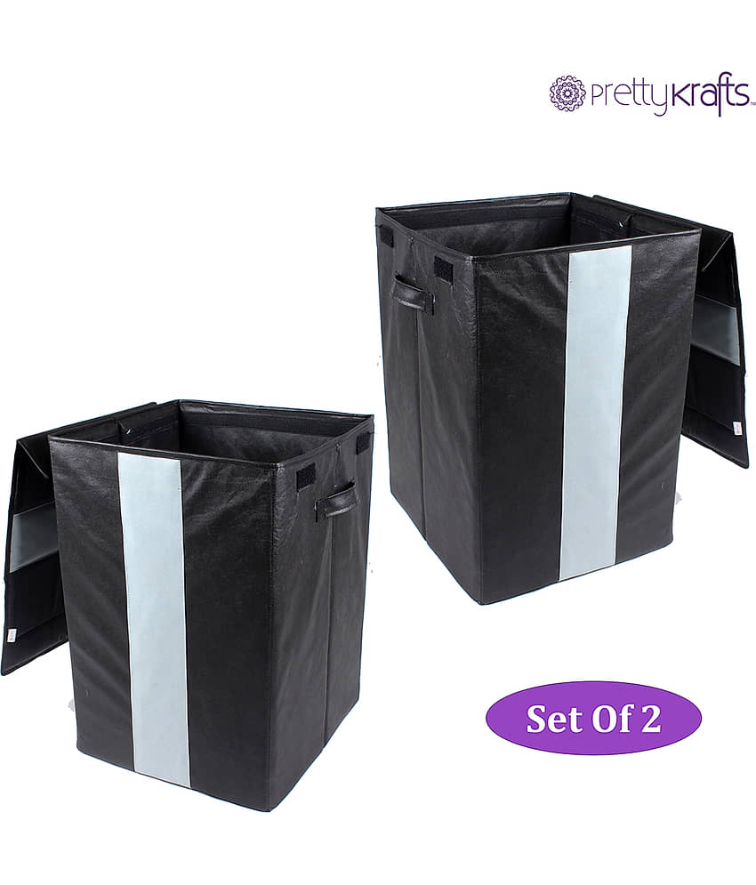 PrettyKrafts Set of 2 PVC Laundry Bag - Grey view 2