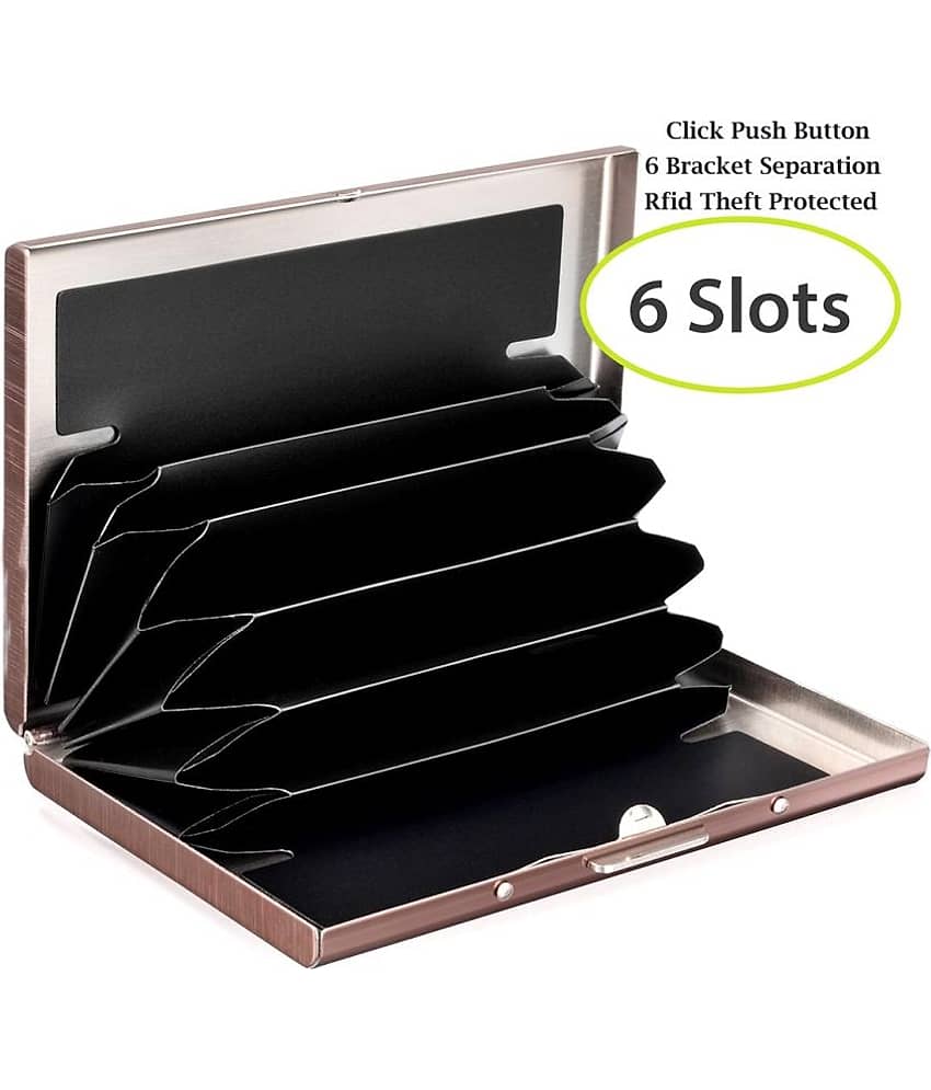 STYLE SHOES 6 Slots Steel RFID Blocking Metal Credit Card Holder Wallet for Men & Boys (9.5cm x 6.7cm x 1.5cm ,Rose Gold) view 2