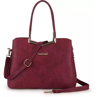 LAIK Handbags for Women Premium PU Leather Shoulder Bags Latest Trendy Design Bag Top Handle Stylish Bag For Ladies Maroon