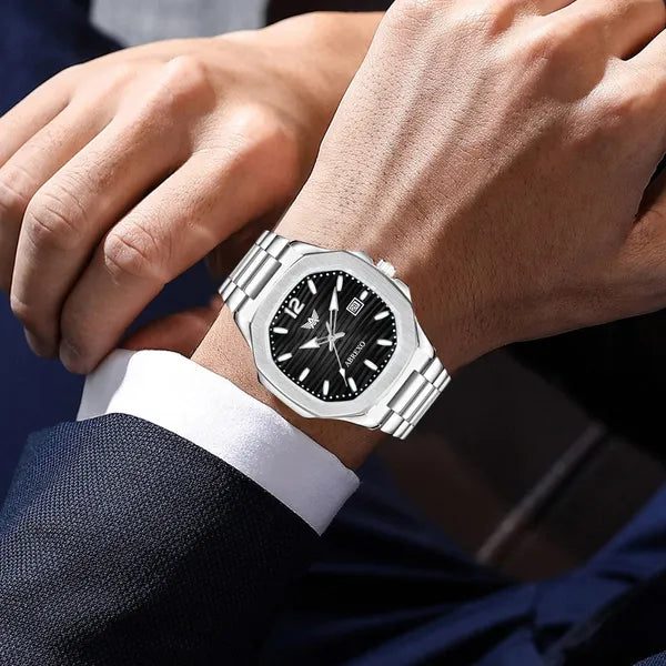Stainless Steel Luxury Analog Watch – Black Dial view 2
