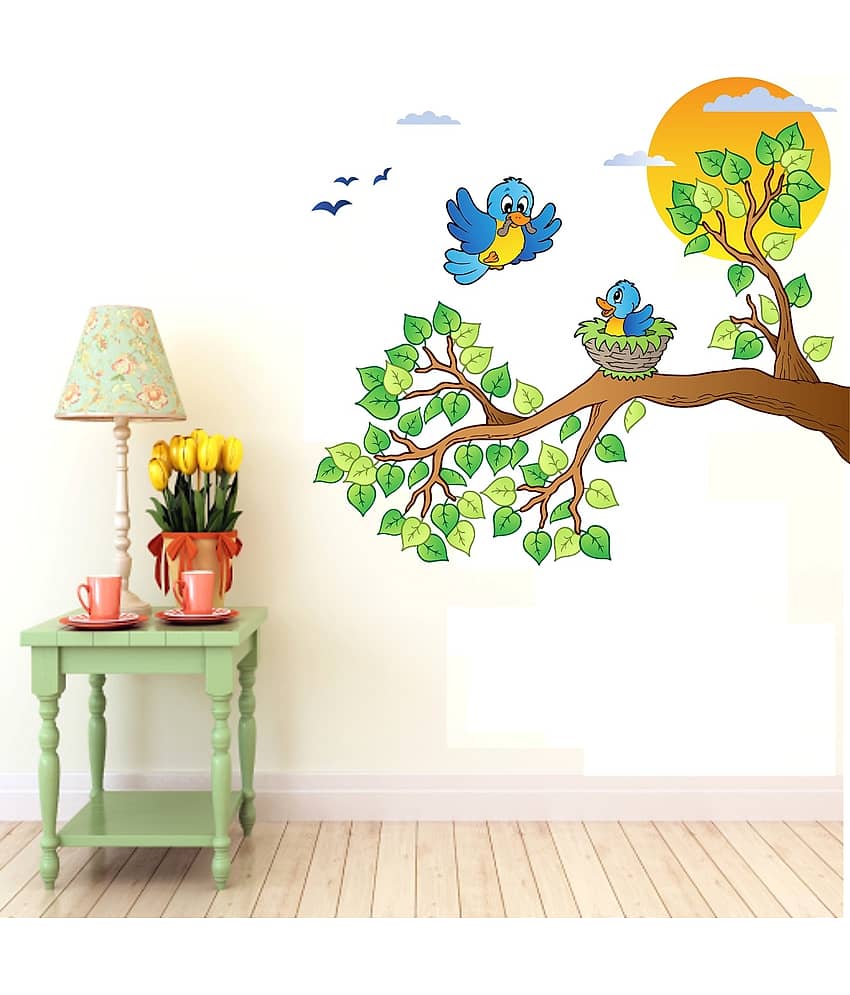 Asmi Collection Baby Birds in Nest on Tree Branch Wall Sticker ( 70 x 75 cms ) view 2