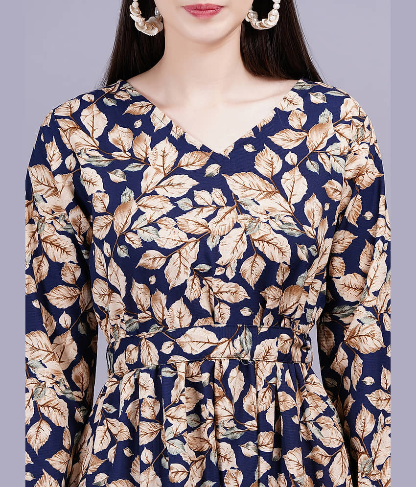 HIGHLIGHT FASHION EXPORT Women Rayon Printed Fit & Flare Dress ( Blue ) view 2