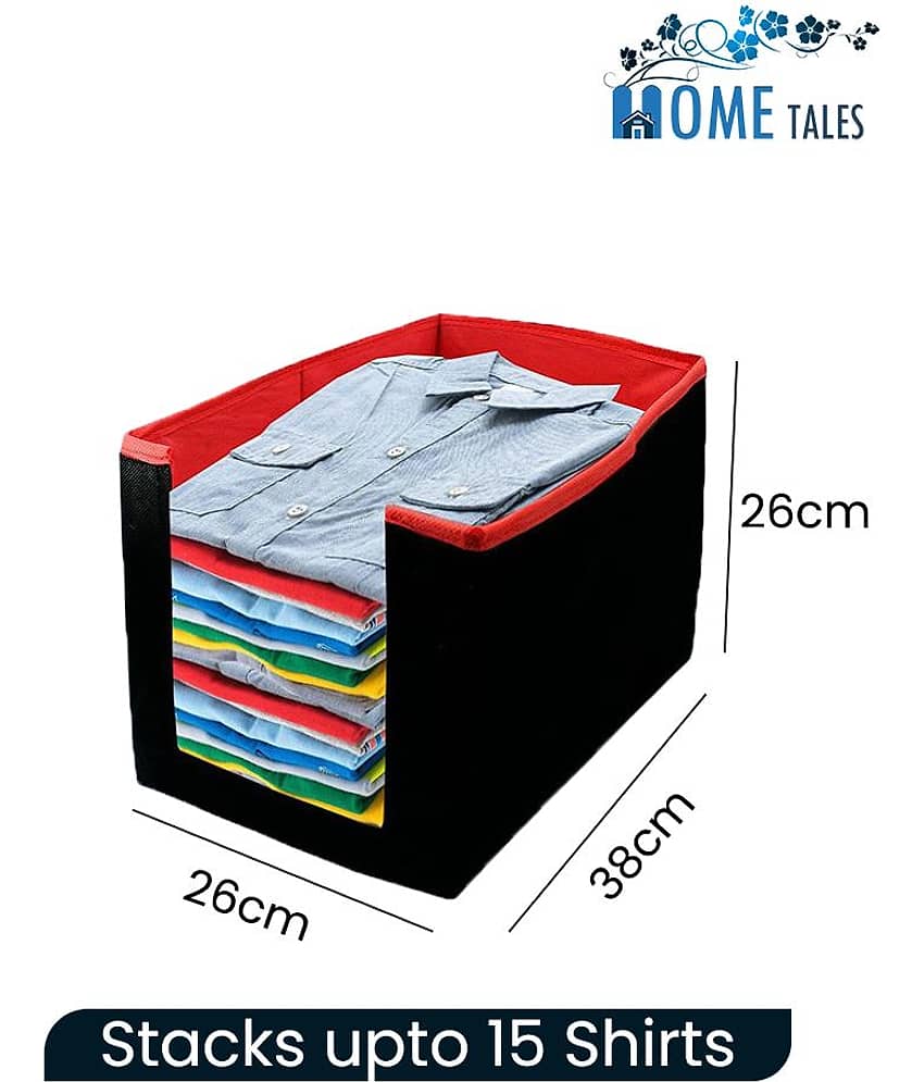 Non-Woven Shirt Stacker & Cloth Organizer,Black & Red (Pack of 9) view 2