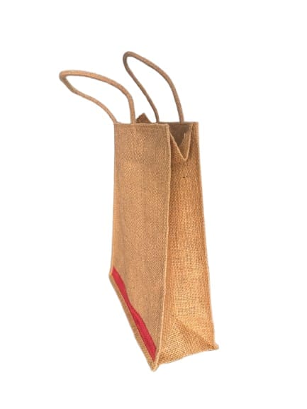 Eco-Friendly Jute Tote Bag with Red Border - Stylish & Sustainable view 2