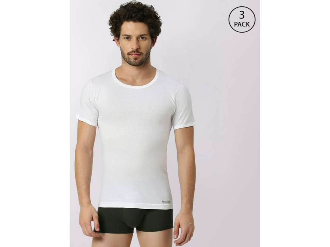 Frenchie Oxy Men Solid White Cotton Vest (Pack of 3 ) - Inactive - XL