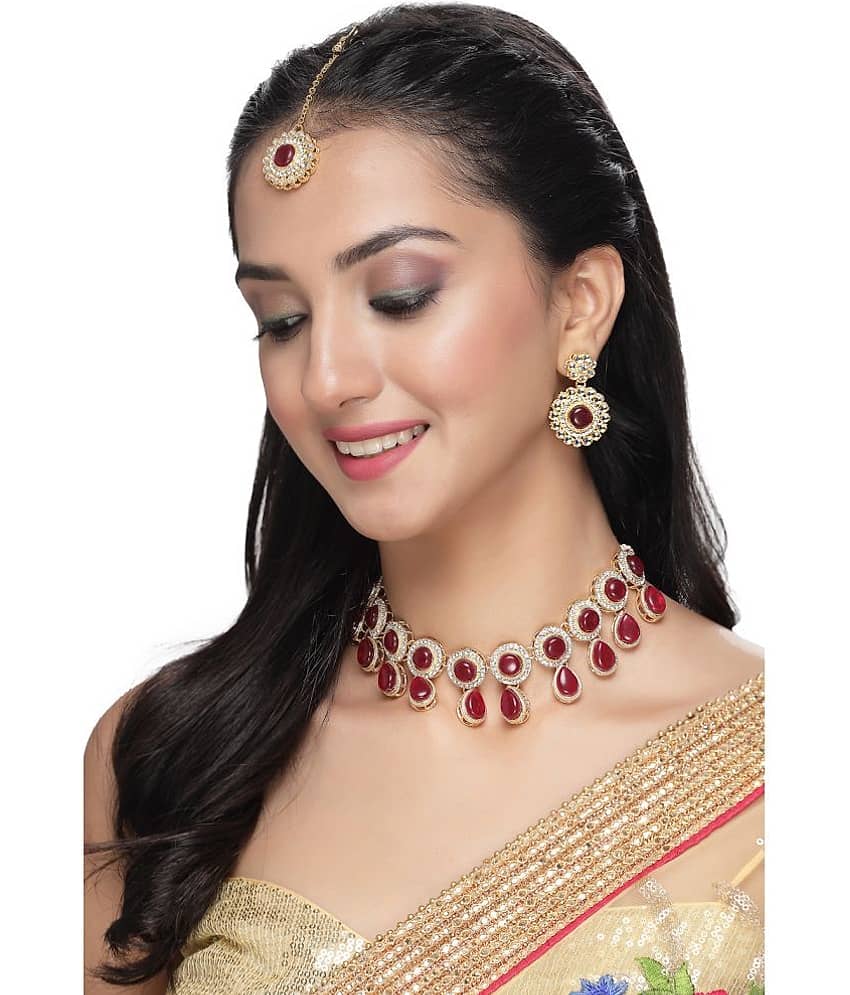 Sukkhi Red Alloy Necklace Set ( Pack of 1 )