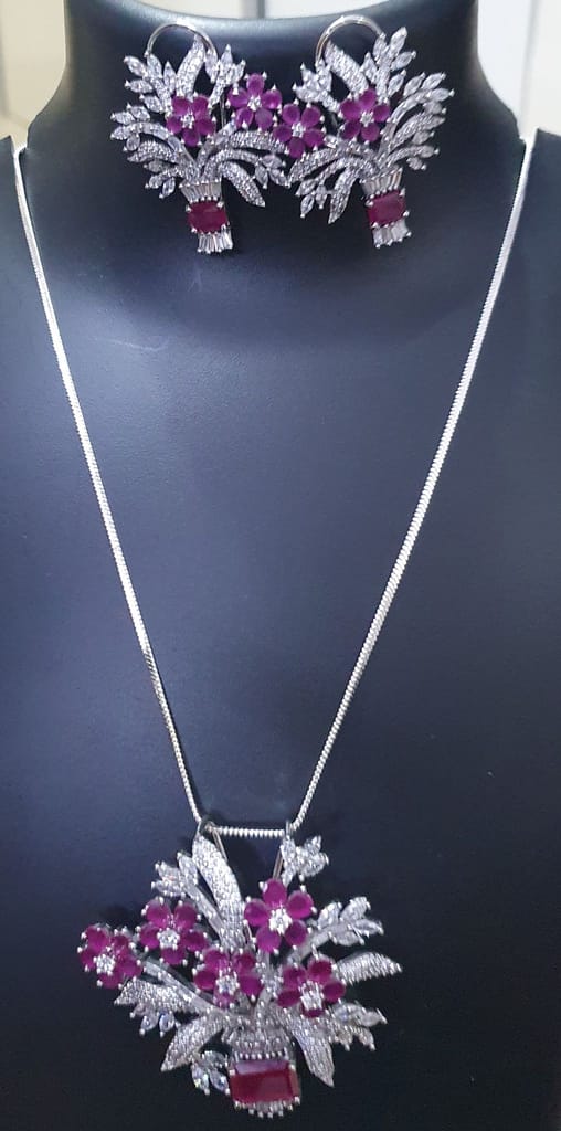 American Diamond Casual and Partywear Pendant Set view 2