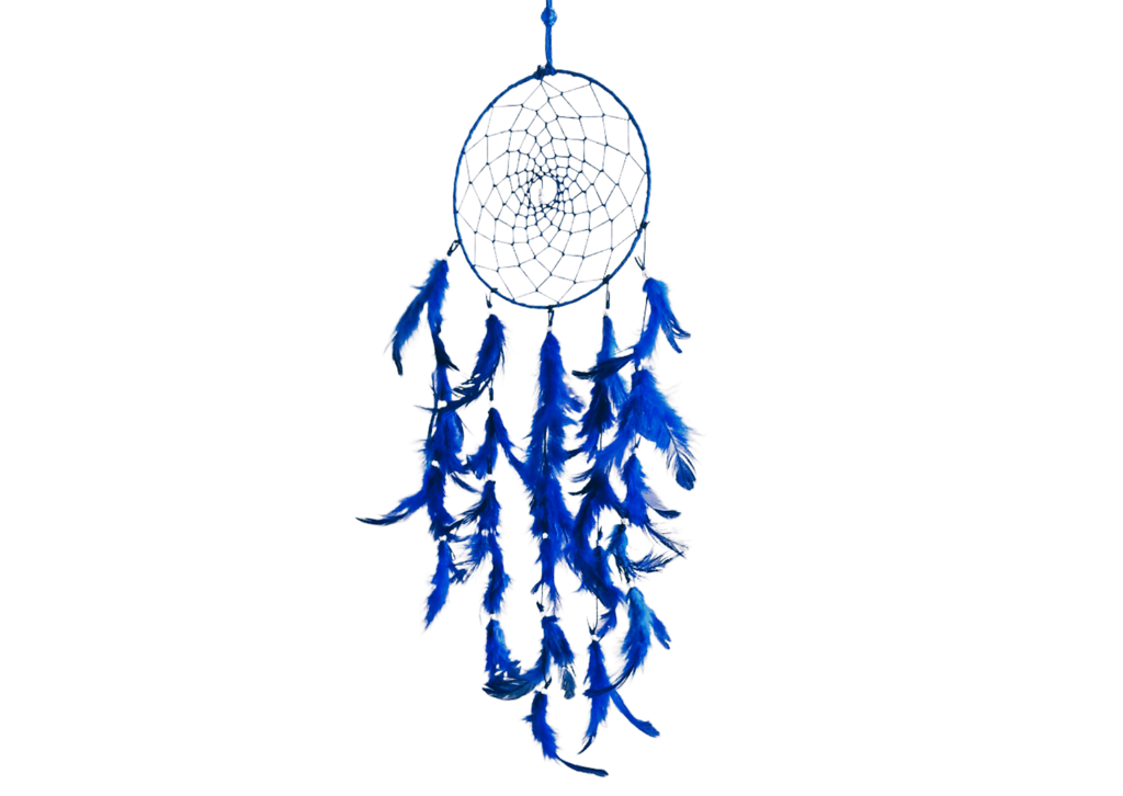 Blue Colour feathers - Dream Catcher Traditional Indian Dreamcatchers Wall Art For Bedrooms, Home Wall, Hanging Design. Size 12"