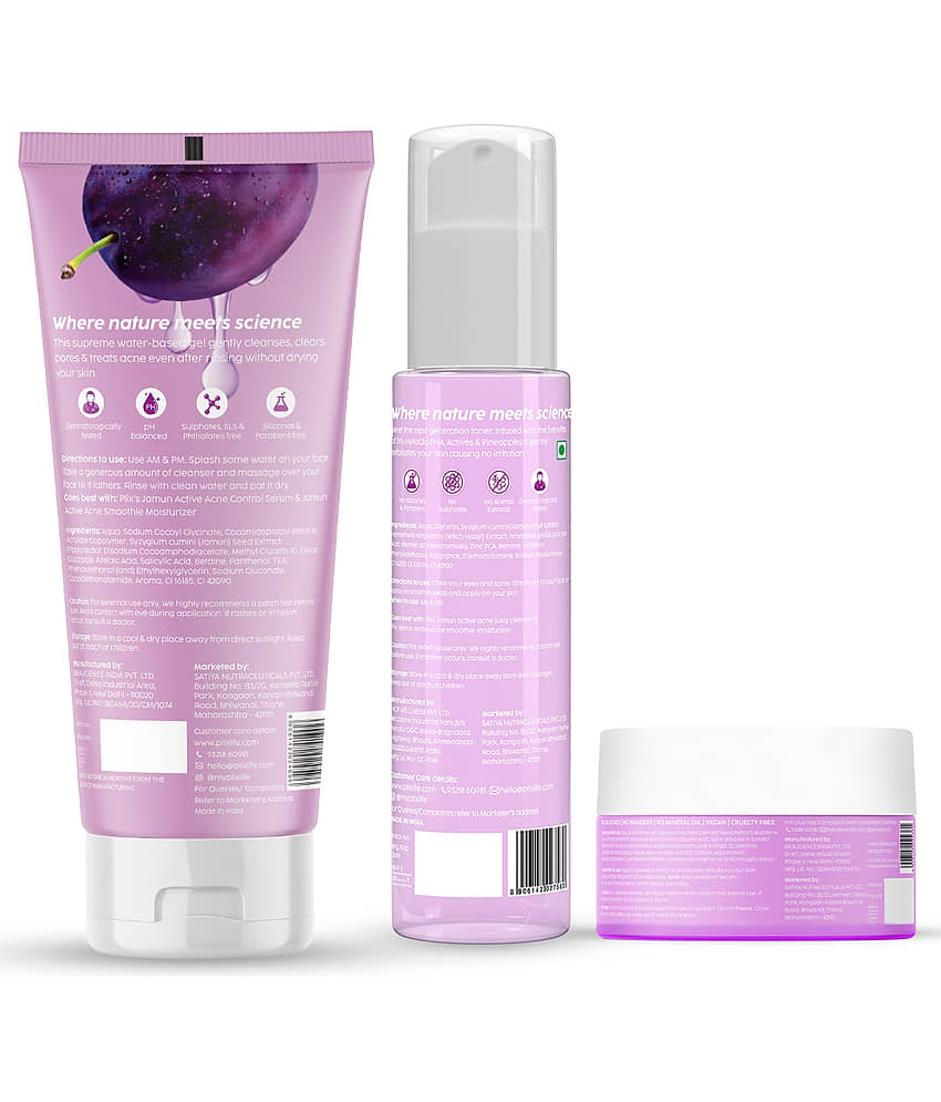 Plix Jamun Active Acne Regime with Toner, Cleanser & Moisturizer to Reduce Active Acne(Pack of 3) view 2