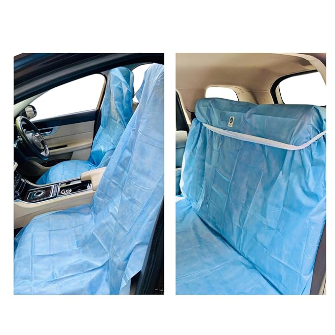 ISHTA Disposable Waterproof Non Woven 30 GSM All Purpose Protector Sheet for Hygiene Car, Air & Train Traveling Seat with-fold 5 ft x 5 ft Back & 5 ft x 2.5 ft Front (1 Front & 1 Back Sheet)